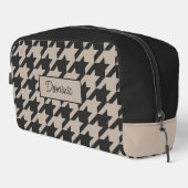 Neutraal Ivoor Taupe Beige Houndstooth Patroon Toilettasje (Rechterhoek)