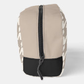 Neutraal Ivoor Taupe Beige Houndstooth Patroon Toilettasje (Rechts)