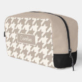 Neutraal Ivoor Taupe Beige Houndstooth Patroon Toilettasje (Rechterhoek)