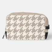 Neutraal Ivoor Taupe Beige Houndstooth Patroon Toilettasje (Achterkant)