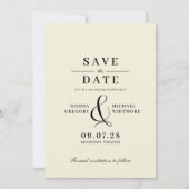 Neutraal ivoor + zwart | Classic Modern  Save The Date (Voorkant)