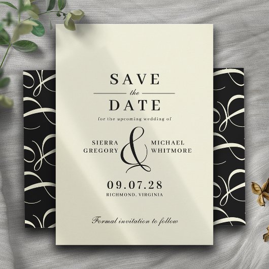 Neutraal ivoor + zwart | Classic Modern  Save The Date