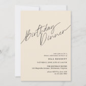 Neutraal Ivory Cream Modern Script Verjaardagsdine Kaart (Voorkant)