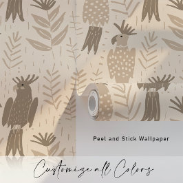 Neutraal kaketoe Tropisch behang