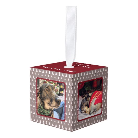 Neutraal Kerstboom 4 Foto Hond Kerstmis Decoratie (Voorkant hoekig)