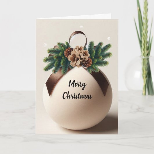 Neutraal kerstfluweel en Burlap Decor Feestdagen Kaart (Voorkant)