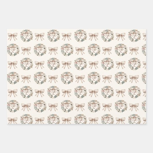 Neutraal kerstnotenkrakermonogram inpakpapier vel (Voorkant 3)