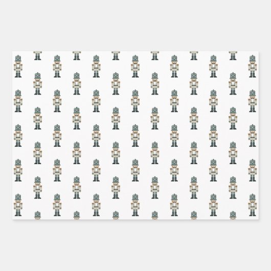 Neutraal kerstnotenkrakermonogram inpakpapier vel (Voorkant)