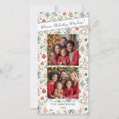 neutraal kerstornament 2 familiefoto feestdagenkaart (Voorkant)