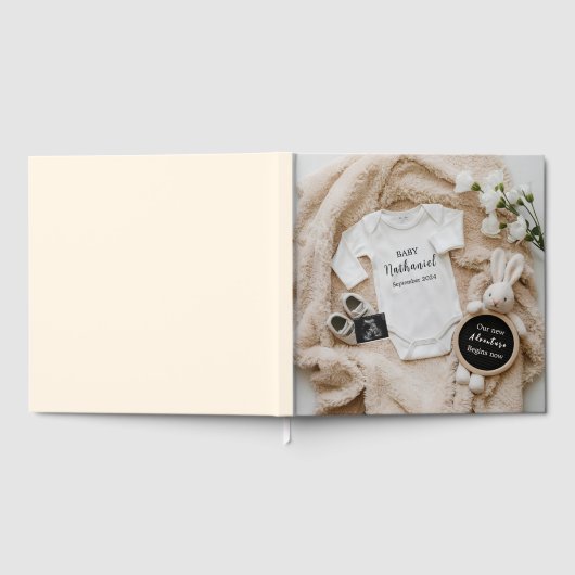 Neutraal konijnenthema baby fotoboek keepsake gastenboek (Volledig)
