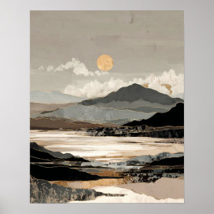 Neutraal Landschap Abstract Minimalistisch Bergm Poster