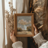 Neutraal Landschapsolieverfschilderij  Bewolkte He Poster