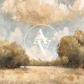 Neutraal Landschapsolieverfschilderij  Bewolkte He Poster