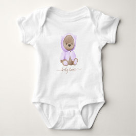 Neutraal Lavender Teddy Bear Baby Beer Romper