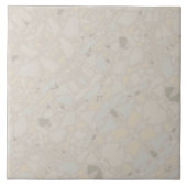 Neutraal licht beige modern eenvoudig terrazzo eff tegeltje (Voorkant)