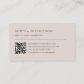 Neutraal lichtroze en bruin | Monogram en QR-code Visitekaartje (Achterkant)