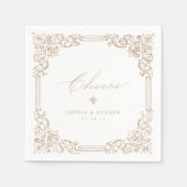 Neutraal Lijst Elegant Cheers Wedding Servet (Voorkant)