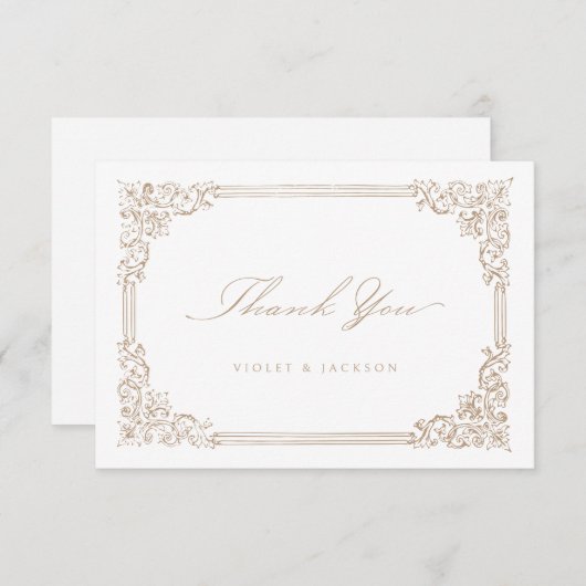 Neutraal  Lijst Elegant Script Bedankkaart (Voorkant / Achterkant)