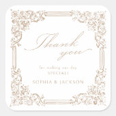 Neutraal  Lijst Elegant Script Bedankt Vierkante Sticker (Voorkant)