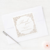 Neutraal  Lijst Elegant Script Bedankt Vierkante Sticker (Envelop)