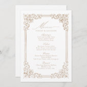 Neutraal Lijst Elegant Script Wedding Menu (Voorkant / Achterkant)