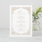 Neutraal  Lijst Elegant Script Wedding Menu (Staand voorkant)