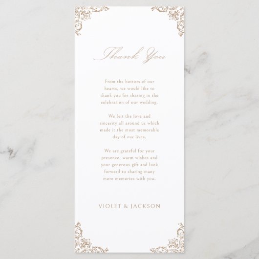 Neutraal  Lijst Elegant Script Wedding Menu (Achterkant)