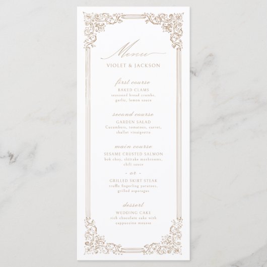 Neutraal  Lijst Elegant Script Wedding Menu (Voorkant)