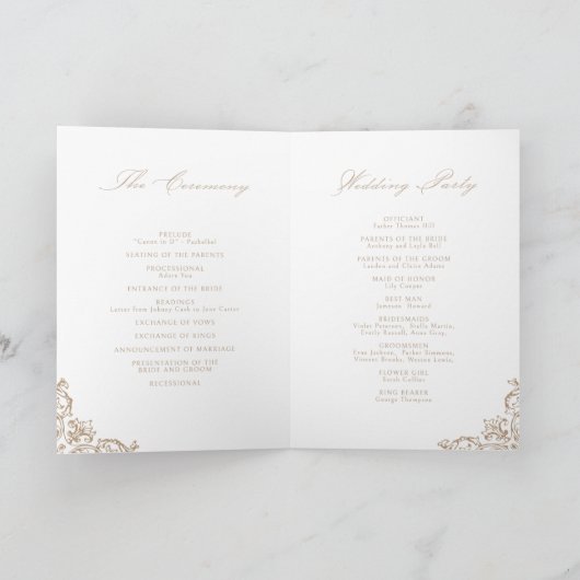 Neutraal  Lijst Elegant Script Wedding Programma (Binnen)