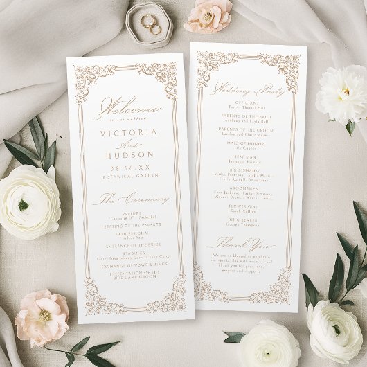 Neutraal Lijst Elegant Script Wedding Programmakaart