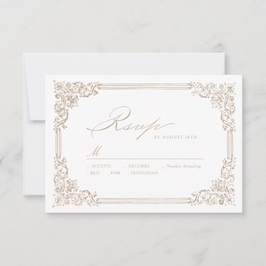 Neutraal  Lijst Elegant Script Wedding RSVP Kaartje (Voorkant)