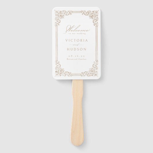 Neutraal  Lijst Elegant Trouwprogramma Handwaaier (Voorkant)