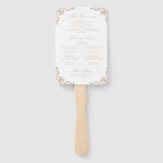 Neutraal  Lijst Elegant Trouwprogramma Handwaaier (Achterkant)