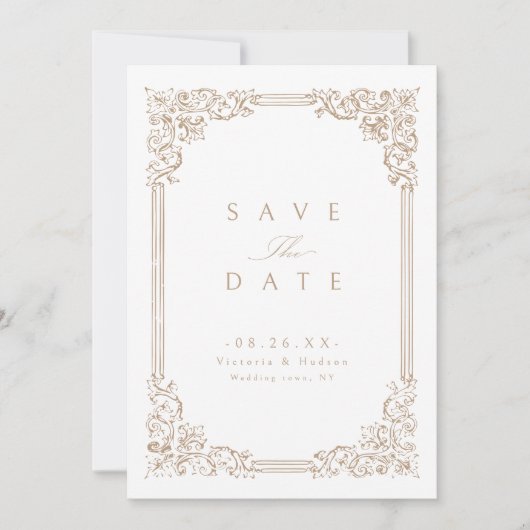 Neutraal  Lijst Elegante bruiloft Save The Date (Voorkant)