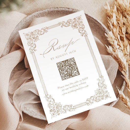 Neutraal Lijst Elegante QR Code Wedding RSVP Kaartje