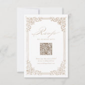 Neutraal Lijst Elegante QR Code Wedding RSVP Kaartje (Voorkant)
