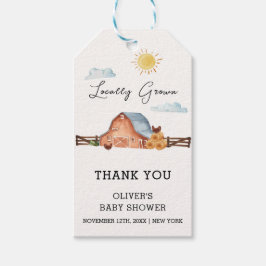 Neutraal lokaal geteeld Boerderijen schuur Baby sh Cadeaulabel