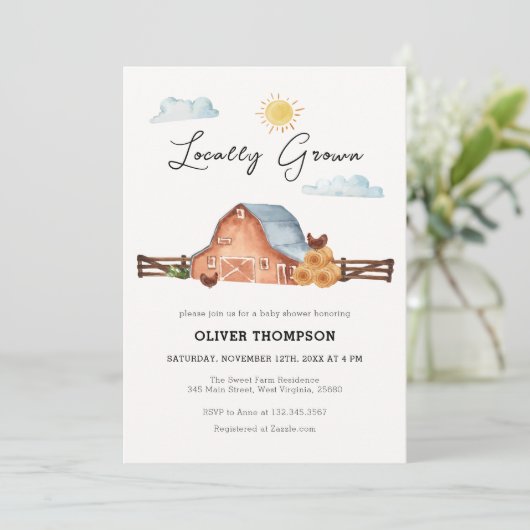 Neutraal lokaal geteeld Boerderijen schuur Baby sh Kaart (Staand voorkant)