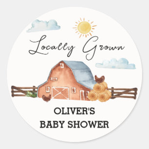 Neutraal lokaal geteeld Boerderijen schuur Baby sh Ronde Sticker