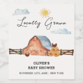 Neutraal lokaal geteeld Boerderijen schuur Baby sh Wijn Etiket (Enkel label)