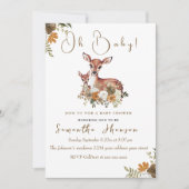 Neutraal mama hert en baby hert baby shower kaart (Voorkant)