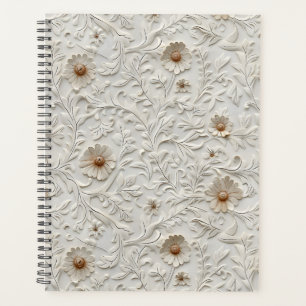 Neutraal met bloemen bewerkt leer planner