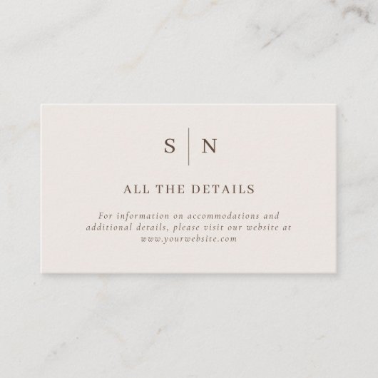 Neutraal Minimaal en Chic | Trouwdetails Informatiekaartje (Voorkant)