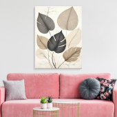 Neutraal Minimal Leaf Moderne Botanische Kunst Canvas Afdruk (Insitu (Woonkamer))