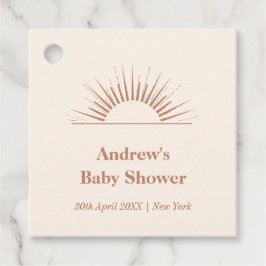 Neutraal minimalistisch Boho Sunshine Baby shower Bedankjes Labels