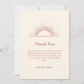 Neutraal minimalistisch Boho Sunshine Baby shower Bedankkaart (Voorkant)