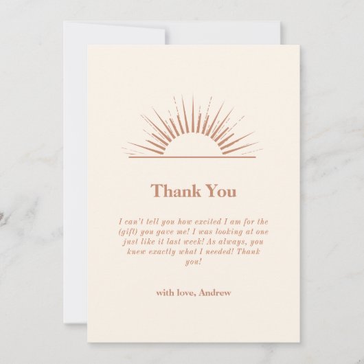 Neutraal minimalistisch Boho Sunshine Baby shower Bedankkaart (Voorkant)