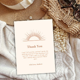 Neutraal minimalistisch Boho Sunshine Baby shower Bedankkaart