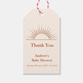 Neutraal minimalistisch Boho Sunshine Baby shower Cadeaulabel