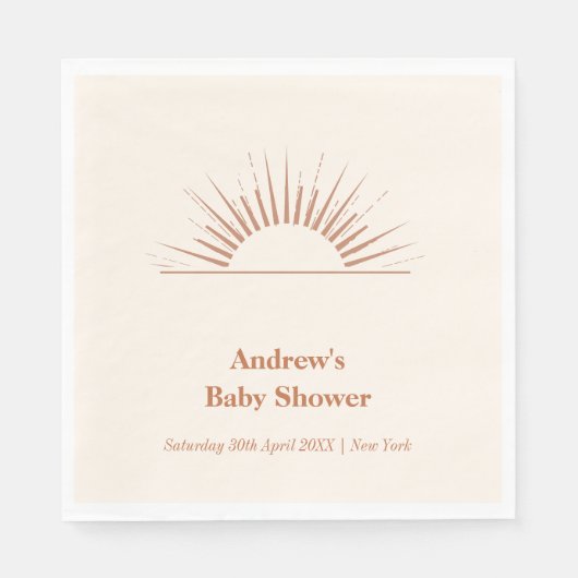 Neutraal minimalistisch Boho Sunshine Baby shower Servet (Voorkant)